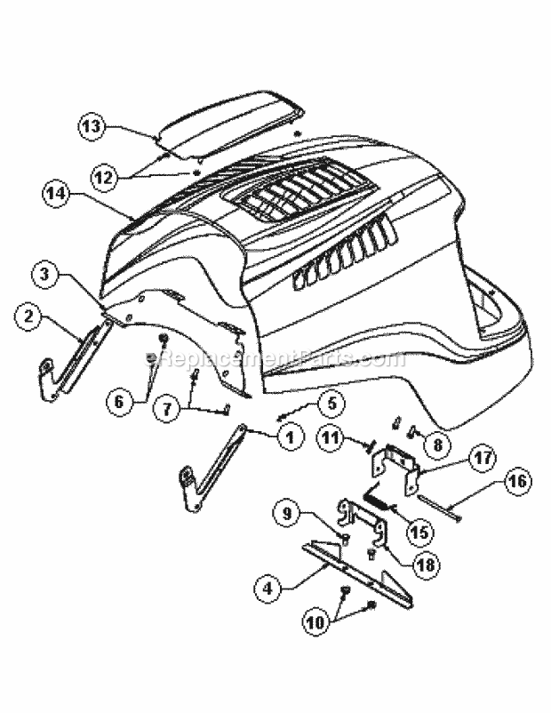 Hood, Service Kit 759-04113a Diagram and Parts List for 5254E 54AE542-710, 54BE542-710, 54CE542-710 Cub Cadet Lawn Tractor